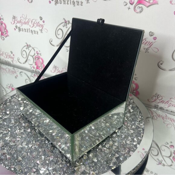Jewelery box rhinestone bling Elegant Mirrored Jewelry Box with Crystal Accents - Picture 2 of 9